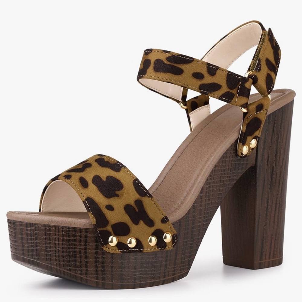 Perphy brand Stylish Leopard Print Platform Sandals